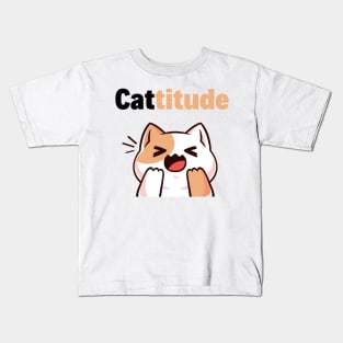 Moody Cat With A Cattitude Kids T-Shirt